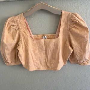 Cotton On Cropped Corset Blouse with Puff Sleeves